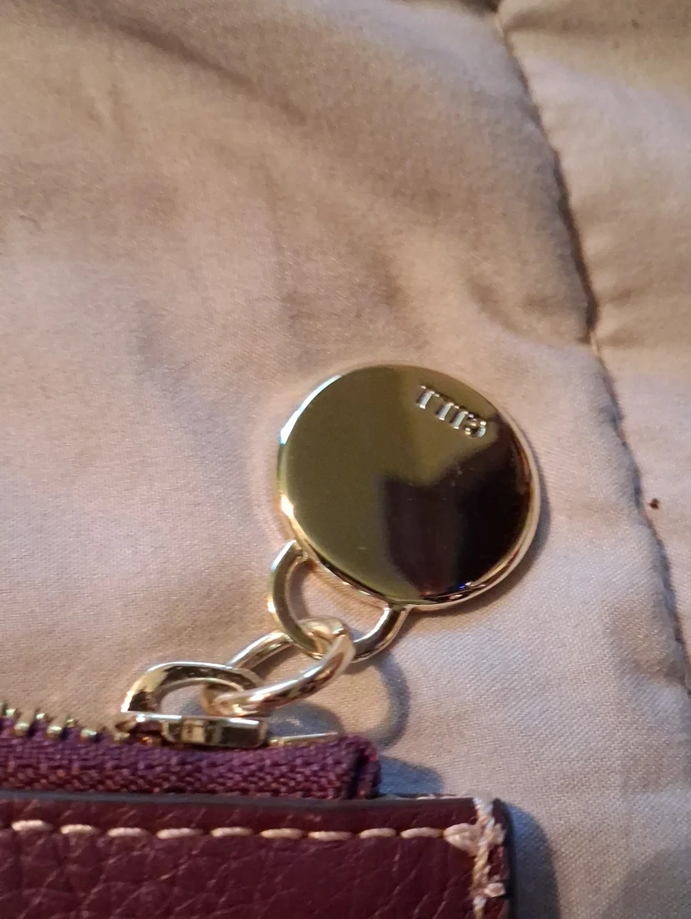 Long Zip Wallet in Deep Plum Leather with Gold Accent